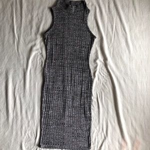 Grey/Black/White Knit Midi Dress
